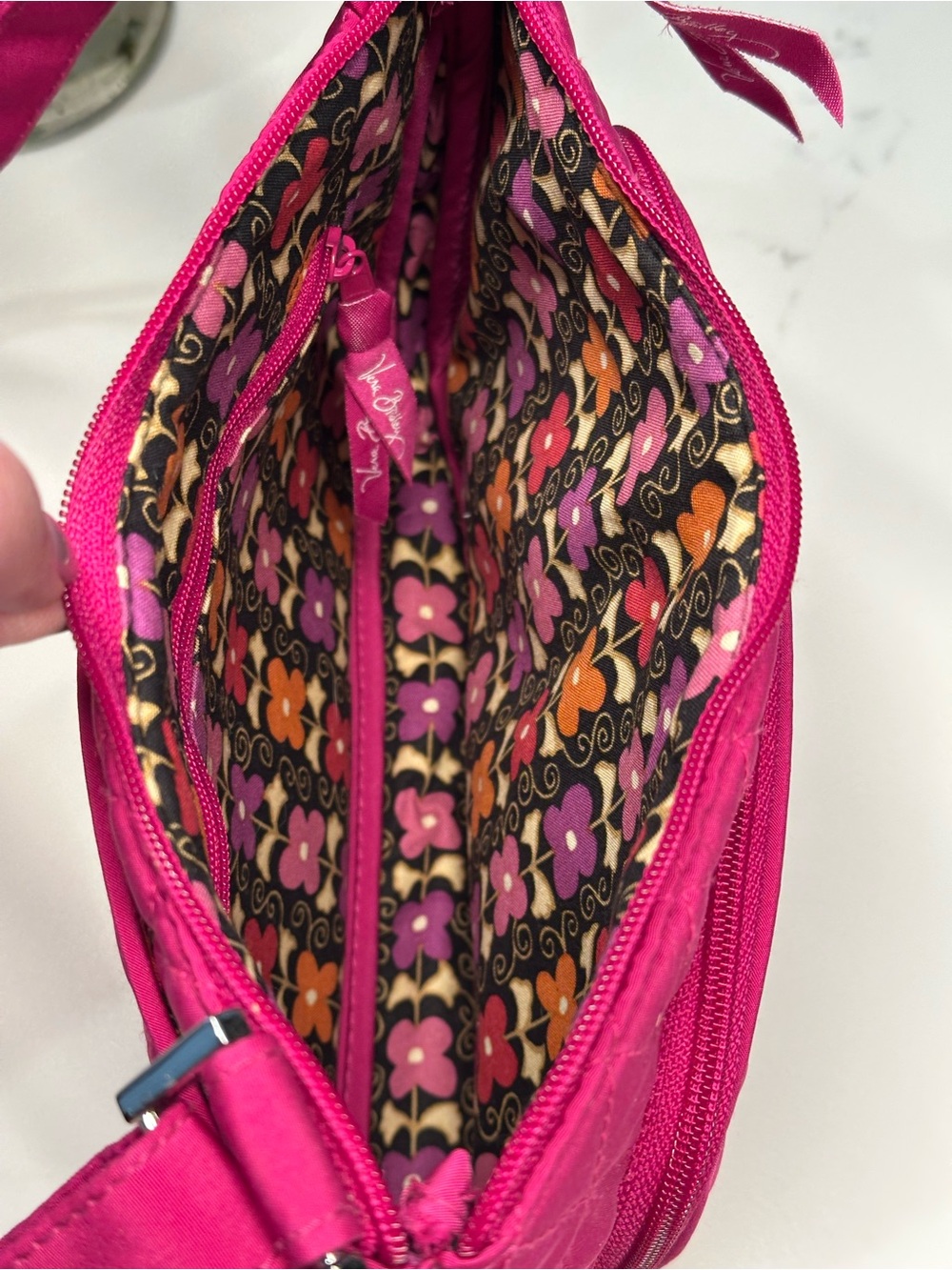 🌹 Vera Bradley Little Hipster Vibrant Fuchsia Quilted Crossbody Bag - Picture 10 of 11